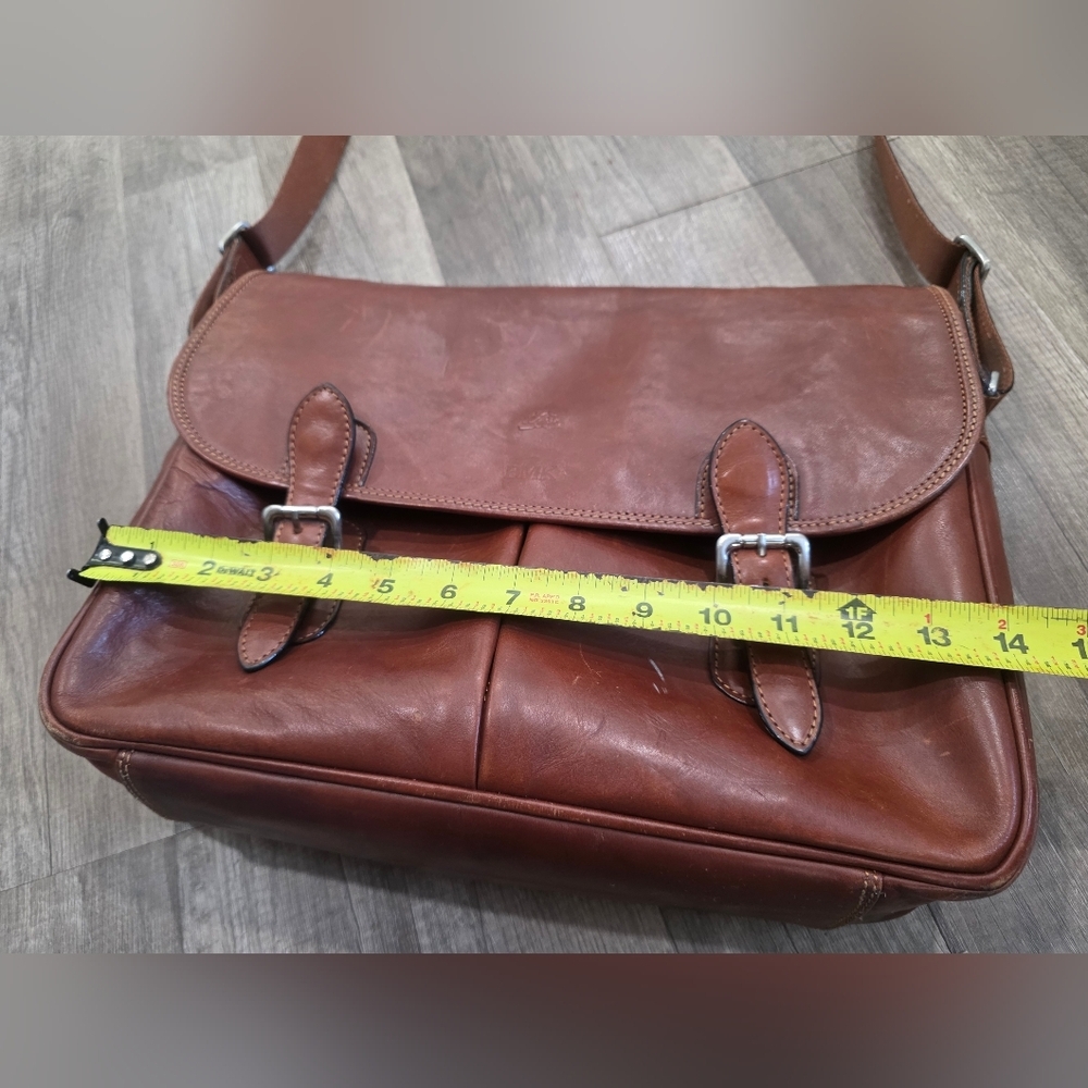 Tony Perrotti Brown Leather Briefcase Laptop Office Busines Bag Messenger Classy - Picture 7 of 16